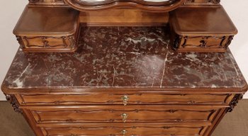 Psyche chest of drawers in walnut, Maison Guinand-Leglas, Rocaille style - 1900