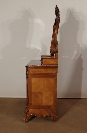 Psyche chest of drawers in walnut, Maison Guinand-Leglas, Rocaille style - 1900