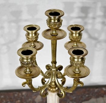 Pair of Gilded Bronze Candlesticks, Louis XVI style - 2nd half XIXth century