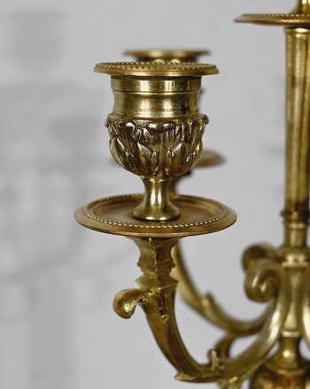 Pair of Gilded Bronze Candlesticks, Louis XVI style - 2nd half XIXth century