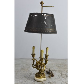 Lampe Bouillotte De Style Louis XV , Socle Marbre Blanc