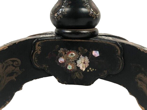 Planter in blackened wood decorated with flowers in medallions and mother of pearl, Napoleon III