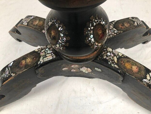 Planter in blackened wood decorated with flowers in medallions and mother of pearl, Napoleon III