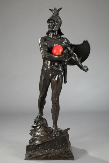 Sculpture en bronze "Le guerrier" d'Auguste de Wever