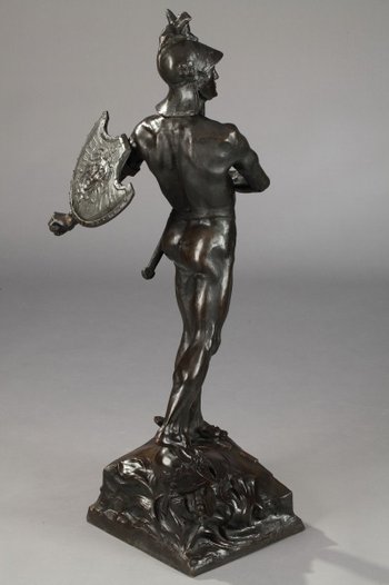 Sculpture en bronze "Le guerrier" d'Auguste de Wever