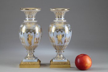 Restoration Opaline Vases With Desvignes Decor