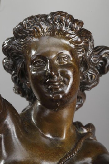 Bronze "Frau mit Tauben" von Charles-Alphonse Gumery