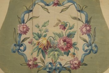 cardboard tapestry Aubusson medallion flowered ribbon