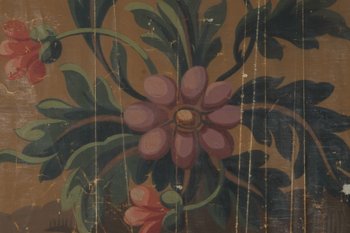 Carton of Aubusson tapestry sitting with flowers