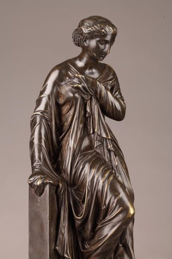 Bronze Statue Suzanne von Eugène Antoine Aizelin (1821-1902)