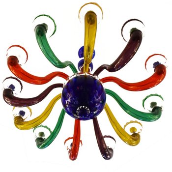             Lampadario in vetro soffiato italiano multicolore After Murano