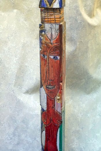 Jean-paul Le Buhan Born In 1946. Totem, Wood And Metal Sculpture Signed On The Base. H: 170 cm.