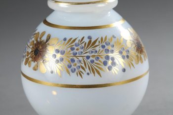 White Opaline Bottle with Desvignes decoration