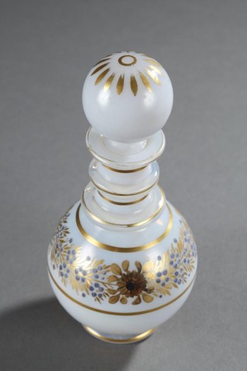 White Opaline Bottle with Desvignes decoration