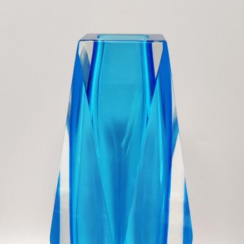 1960 Etonnant Rare Vase Bleu Par Flavio Poli pour Seguso. Fabriqué en Italie