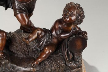 Bronze and Marble Musician Lovers, 19th Century