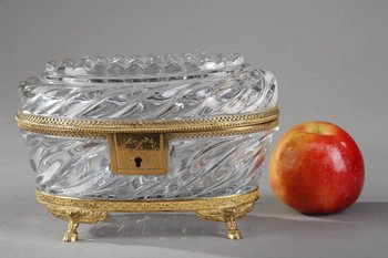 Charles X period gilt bronze and cut crystal jewelry box