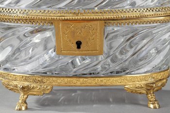 Charles X period gilt bronze and cut crystal jewelry box