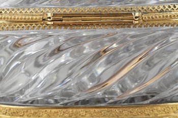 Charles X period gilt bronze and cut crystal jewelry box