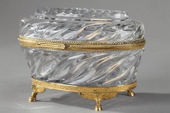 Charles X period gilt bronze and cut crystal jewelry box