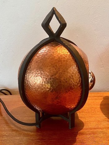 Rare! Paire de Lampes Art Déco en dinanderie 