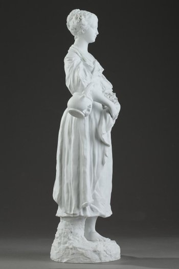 Statuetta in bisquit "Giovane ragazza con brocca rotta", XIX secolo