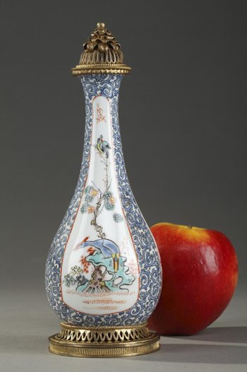 Old Perfume Bottle: Opium Vial In Porcelain And Enamel, Manufacture Samson