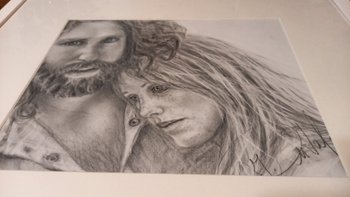 Disegno di grafite /Jim Morrison/Pamela Courson