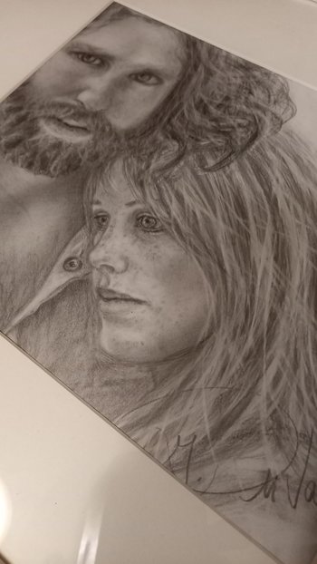 Disegno di grafite /Jim Morrison/Pamela Courson