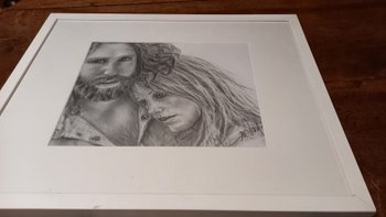 Disegno di grafite /Jim Morrison/Pamela Courson