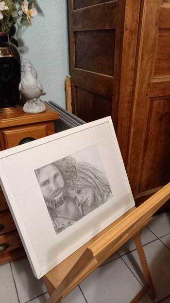 Disegno di grafite /Jim Morrison/Pamela Courson