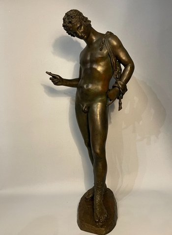 Narcisse de Pompéi, sculpture en bronze du "Grand Tour" XIXème.