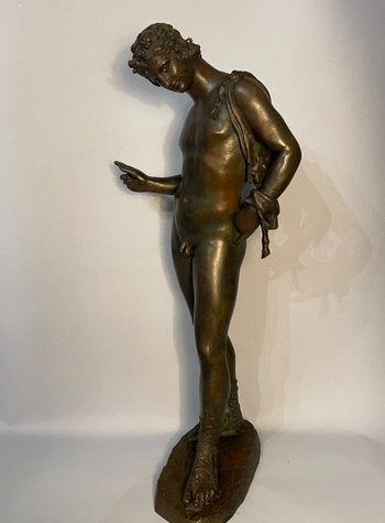 Narcisse de Pompéi, sculpture en bronze du "Grand Tour" XIXème.