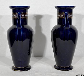 Paire de Vases en Faïence Émaillée – Début XXe