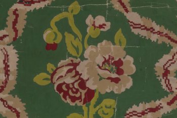 Cardboard of Aubusson tapestry, flowered motif with ribbon