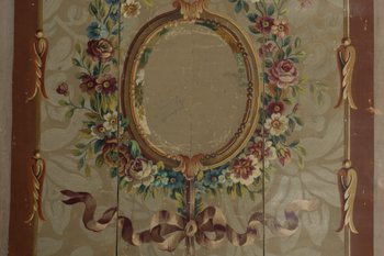 Cartone di medaglione di arazzo Aubusson con motivo floreale