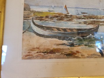 Bassin d'Arcachon , Pinassottes , Watercolor , Signed , XX°.