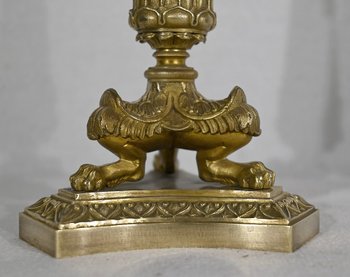 Pair of bronze candlesticks, Restoration period - Early 19th century