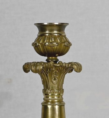 Pair of bronze candlesticks, Restoration period - Early 19th century