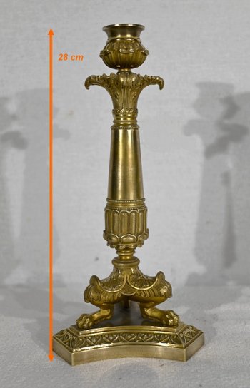 Pair of bronze candlesticks, Restoration period - Early 19th century