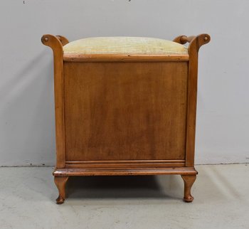 Magazine rack - English Blond Mahogany Stool - 1900 / 1920