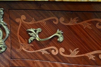 Mahogany chest of drawers, Transitional style Louis XIV / Louis XV - Early XXth century