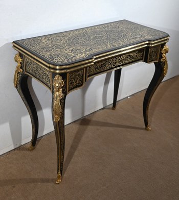 Blackened Pearwood Console Table, Napoleon III period - Mid 19th century