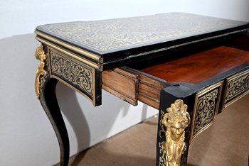 Blackened Pearwood Console Table, Napoleon III period - Mid 19th century