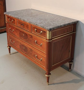 Mahogany chest of drawers, Louis XVI period - XVIIIth century