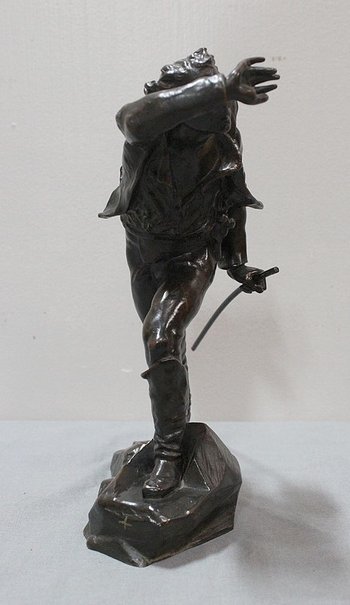 Bronzo di un uomo di fronte al vento di A.E Carrier-Belleuse - seconda metà del XIX secolo