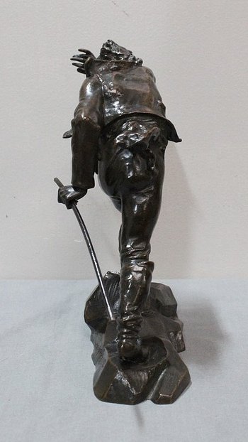 Bronzo di un uomo di fronte al vento di A.E Carrier-Belleuse - seconda metà del XIX secolo