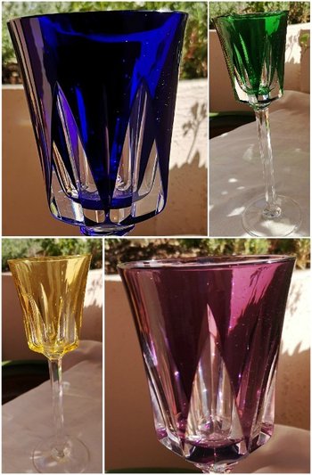 4 large white wine / roemer glasses in double crystal, Ségovie Sèvres model