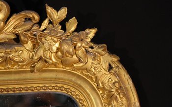 Grand miroir en stuc et bois doré  XIXème siècle 