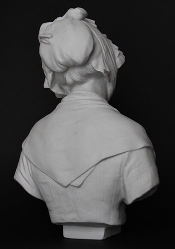 LAURENT Eugène (1832-1898) Bisque bust of a young girl after Jean Baptiste GREUZE